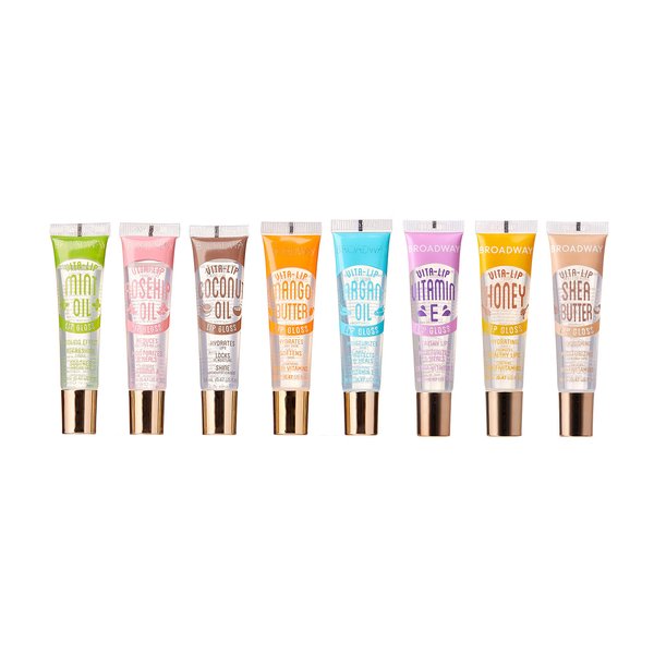 Ruby Kisses Broadway Vita-Lip Clear Lip Gloss - Moisturizing, Hydrating, Nourishing with Mint, Rosehip, Coconut, Mango, Argan, Honey & Shea