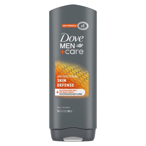 Dove Men+Care Antibacterial Skin Defense Body and Face Wash with 24-Hour Nourishing Micromoisture Technology Body Wash for Men, 18 oz