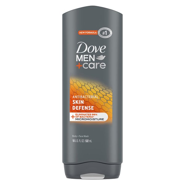 Dove Men+Care Antibacterial Skin Defense Body and Face Wash with 24-Hour Nourishing Micromoisture Technology Body Wash for Men, 18 oz
