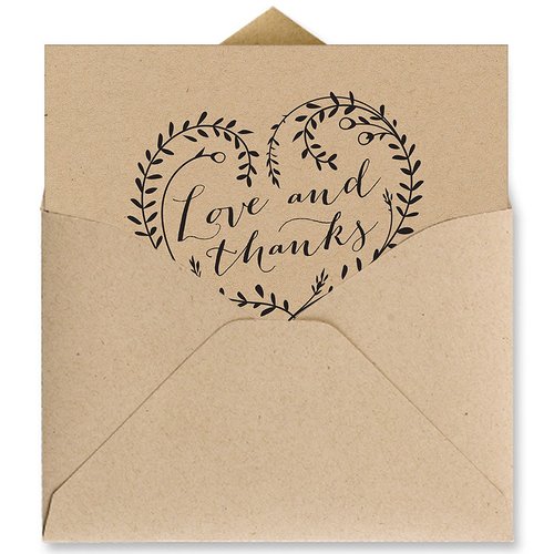 Kraft Love and Thanks Thank You Note Card Pack - Set of 36 cards blank inside - with Kraft envelopes