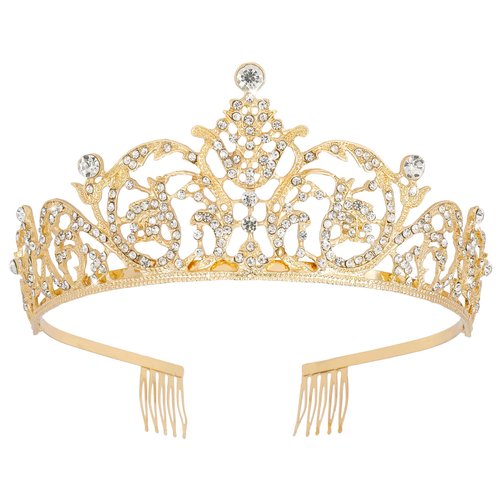 Vovii Gold Princess Tiara for Women Exquisite Modeling Perfect Bridal Headdress Crown for Wedding Ideal Costume Party Hair Accessories Princesses and Girls