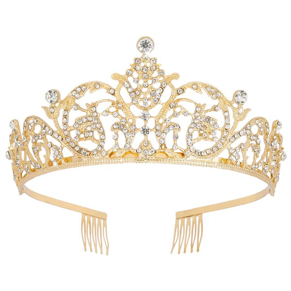 Vovii Gold Princess Tiara for Women Exquisite Modeling Perfect Bridal Headdress Crown for Wedding Ideal Costume Party Hair Accessories Princesses and Girls
