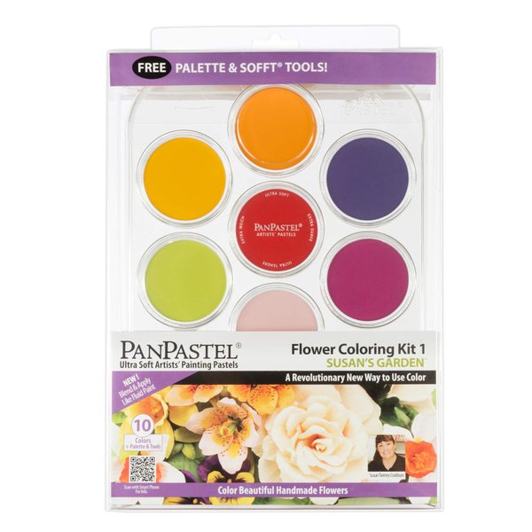 PanPastel 30115 Susan Tierney Cockburn Flower Coloring #1 Ultra Soft Artist Pastel 10 Color Kit w/Sofft Tools & Palette