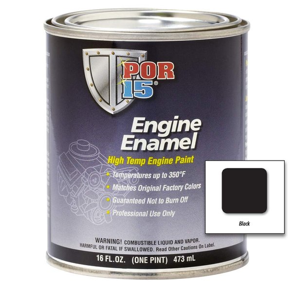 POR-15 Engine Enamel, High Temperature Engine Paint, 16 Fluid Ounces, Black