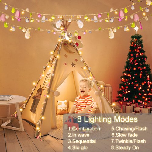 Battery Operated Fairy String Lights, Acrylic Gems Jewels String Lights with Remote 8 Modes Timer Function,30 Warm White LED Battery Powered Fairy Lights for Bedroom Party Decor
