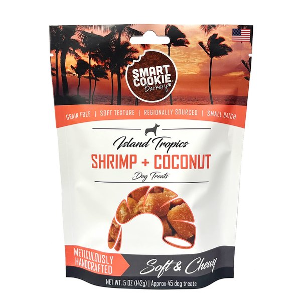 Smart Cookie All Natural Dog Treats - Shrimp & Coconut - Healthy Dog Treats for Allergies, Sensitive Stomachs - Soft Dog Treats, Chewy, Grain Free, Human-Grade, Made in The USA - 5oz Bag, 1 Pack