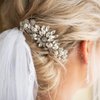 Hapibuy Crystal Wedding Hair Comb Bridal Hair Comb Pearl Wedding Headpiece Silver Hair Accessories