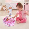 Baby Doll Cradle Bassinet Portable Doll Carrier Carry Bag Doll Bed,Baby Doll Accessories Playset,with Doll Clothes Soft Pillow Quilt Blanket Plush Bear,for 8-9-10-11-12 Inch Smaller Alive Baby Doll