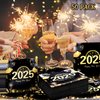 LOLStar Happy New Year 2025 Napkins Disposable 50PCS Black Gold Silver Dinner Paper Napkins 6.5 × 6.5'' Cocktail Napkins for Kitchen Tableware Holiday New Years Eve Party Supplies New Year Decorations