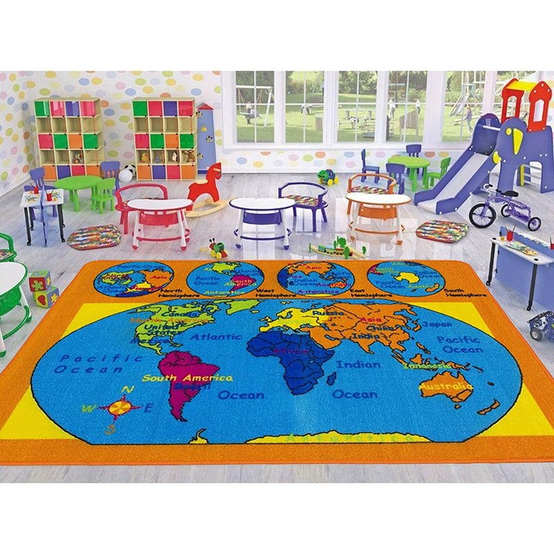 Champion Rugs Kids / Daycare / Classroom / Playroom Map of The World ...