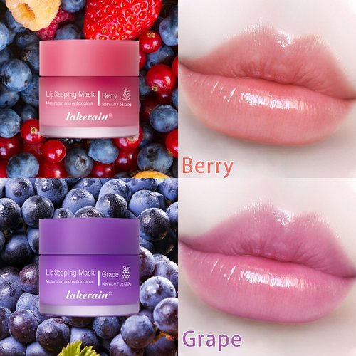 Lip Mask Overnight, Lip Sleeping Mask, lip Mask With Vitamin C, Antioxidants, Improves Dryness, Hydrating &Prevention Dry and Crack Lip Scrubs Exfoliator (berry&grape)