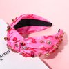 Pink Knotted Headband Sparkly Rhinestone Breast Cancer Awareness Knot Headband Crystal Jeweled Pink Ribbon Fright Beaded Twist Hairband Headpiece Breast Cancer Awareness Hair Accessories Gift for