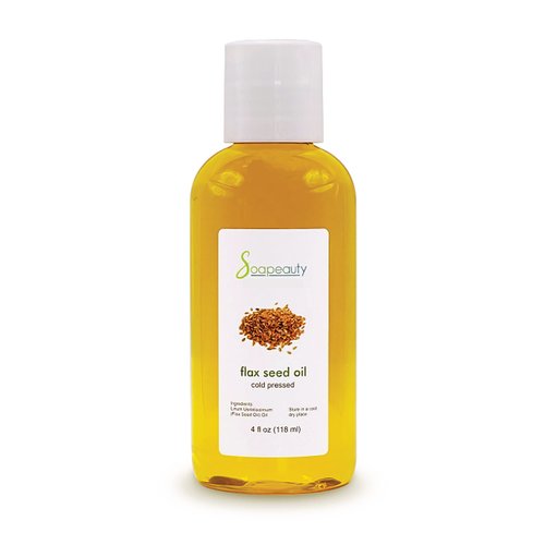 Soapeauty Flax Seed Oil Unrefined Cold Pressed 100% Pure and Natural | for Skin, Hair and DIY Recipes | Source of Omega-3 & ALA | 4 fl oz