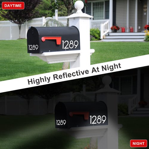 2 inch 30 Pcs Reflective Mailbox Numbers Stickers for Outside, Easy Installation with Prolonged Backing for and Pre-cut, Self Adhesive White Vinyl Address for House Address Sign Window Trash Bins