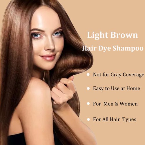 NCEPROHR Light Brown Hair Dye Shampoo 3 in 1, Argan Oil Brown Shampoo Hair Dye for Women & Men, Natural Hair Color Shampoo, Brown Shampoo Hair Color Easy to Use & Long Lasting Brown Dye Shampoo