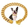 Stainless Steel Silver Gold Dog Collars with Safety Buckle Lock,18K Cuban Link Chain Training Collar,15MM Strong Dog Necklace Heavy Duty Chew Proof for Small Medium Large Dog