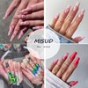 MISUD Coffin Press on Nails, Extra Long Fake Nails, Glossy Glue on Nasil, Ballerina False Nails, Cool Graffiti Acrylic Nails with Glue for Women and Girls 24 pcs