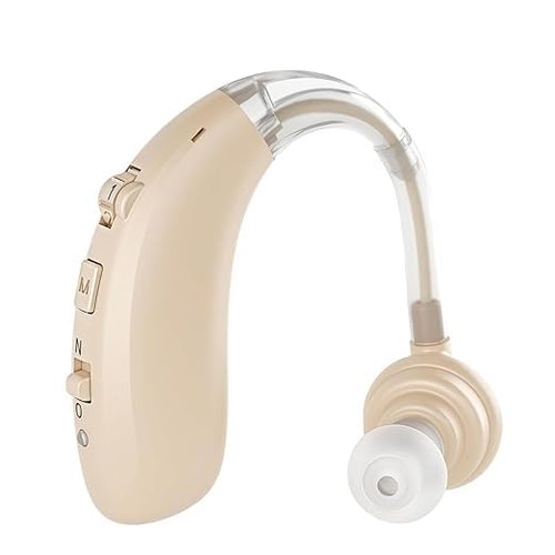 Bluetooth Rechargeable Hearing Aid for Seniors & Adults Soft Ear Hook 360° Rotation Universal Fit Easy Use Premium Comfort Design