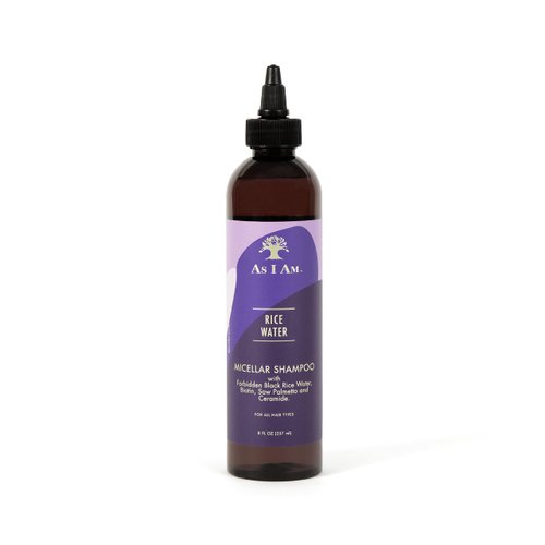 As I Am Rice Water Micellar Shampoo - 8 ounce - with Forbidden Black Rice, Saw Palmetto, Biotin - Flash Foam Shampoo - Gentle Cleanser - Moisturizing - Clean Ingredients - Vegan & Cruelty Free - Sulfate Free - Paraben Free - For All Hair Types
