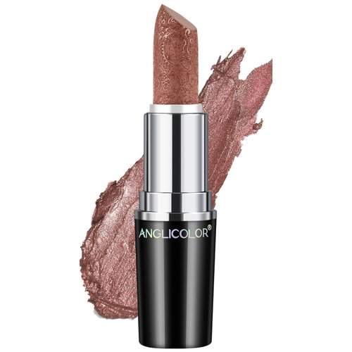 Anglicolor Glitter Lipstick High Impact Lipcolor,Brown Lipstick Moisturizing Creamy Formula,Metallic Lipstick For Women For Vegan & Cruelty-Free,Full-Coverage Lip Color(#09 GUILTY PLEASURE, 1PC)