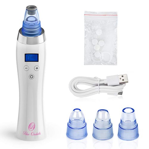 Blackhead Remover Pore Vacuum for face, BlueOrchids dermasuction for Whitehead Removal, Acne Pimple Sucker, face Vacuum Pore Cleanser, Comedone Extractor, 5 Adjustable Suction Power with 4 Probes