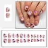 24 Pcs Halloween Press on Nails Short Square - YEFIUO Pink Cute Fake Nails Press ons Nail Tip Full Cover False Nails with Bear Bat Spider Web Designs Glue on Nails Kit Acrylic Nail Art DIY for Women
