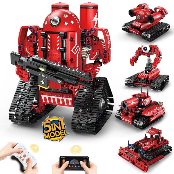 Suplanet STEM Robot Toys for Kids Ages 8-14, 5-in-1 Remote Control and APP Programmable Robot Toys - 495 Pcs DIY Building Science Educational Kit, Building Block Birthday Present for Teen Boys Girls