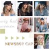 Qlenkay Newsboy Cap with Bob Hair Extensions Black Hat Wig 8 Panel Visor Beret Attached Synthetic 14'' Short Curly Wavy Hairpiece for Woman Natural Black