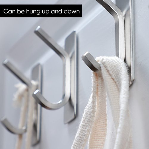 Taozun Towel Hook - Self Adhesive Hooks Bathroom Hooks Stainless Steel Robe Coat Hook 4-Packs