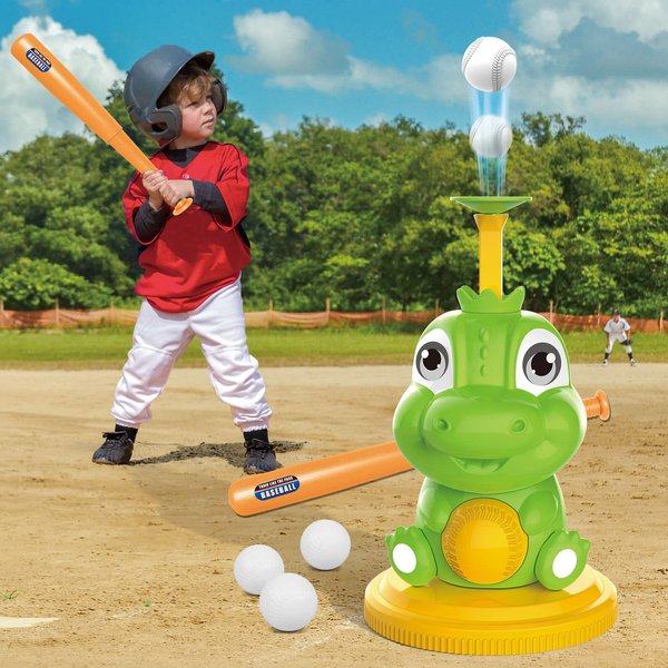 Little Bado Toddlers Dinosaur Baseball Tball Set Toy Adjustable Bat Outdoor Play Sport Toy for Boys Girls Kids 3 4 5 6 7 8 Baseball tee Outdoor Toys 3+ Year Old Boys
