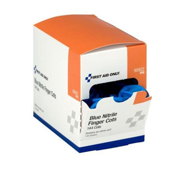 First Aid Only 90922 Blue Nitrile Finger Cots, Disposable Rubber Finger Protectors, 144 Pack