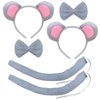 Halloween Mouse Ears Headband Bow Tie Tail Gray Mouse Hair Hoops Bands Women Bowtie Animal Headpiece Hairband Christmas Cosplay Holiday Festival Parade Baby Shower Dress Up Birthday Party Accessories