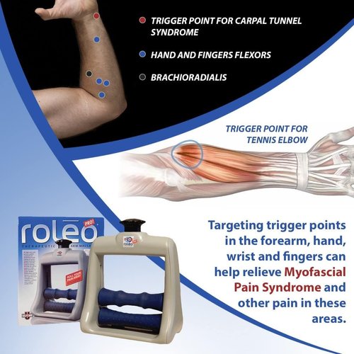 Hand Massager for Arthritis, Deep Tissue Massager for Carpal Tunnel Relief - Forearm Massager for Hand Therapy with Trigger Point Foam Roller - Finger Massager and Wrist Roller - Arm Massager by Roleo