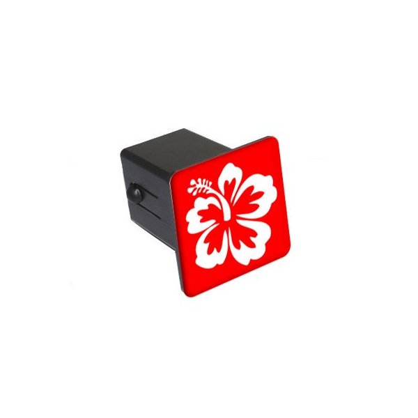 GRAPHICS & MORE Hibiscus Flower - White On Red - 2" Tow Trailer Hitch Cover Plug Insert