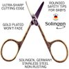 Camila Solingen CS01 Safety Tip Baby Nail Scissors for Manicure and Pedicure Grooming Scissors for Toddler Nail Care, Hypoallergenic Gold Plated Scissors. Made of Stainless Steel in Solingen, Germany
