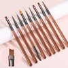 9Pcs Nail Art Brush Set, Builder Painting Design Detail Drawing Brushes Dotting Pen Double-Ended French Liner For Gel Polish Manicure Tools Acrylic Home DIY Salon Use Women, Brown