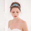 CrownUS Princess Queen Tiara Rhinestone Bridal Wedding Crown, Metal Headband Headpiece, Prom Party Birthday Hair Accessories for Women & Girls (Aqua)