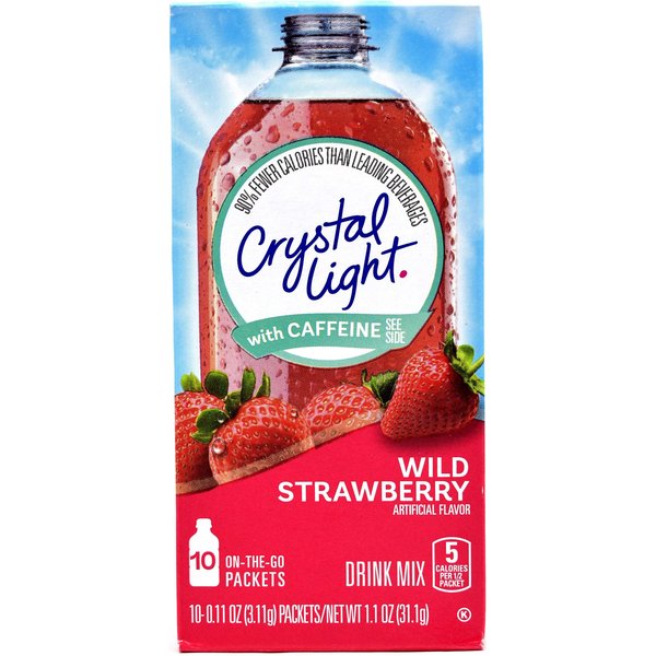 Crystal Light On The Go Wild Strawberry With Caffeine Drink Mix, 10-Packet Box (Pack of 5)