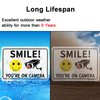 HISVISION 2 Pack Smile You're on Camera, Video Surveillance Sign, 10"x7" Rust Free Aluminum Metal Warning Sign UVresistance, Waterproof, Easy to Install for Home House and Business