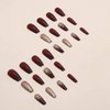 RikView Red Press on Nails Medium Fake Nails Glitter Nails Square Acrylic Nails Glossy Full Cover Nails 24 PCs/Set (Medium Red Glitter)