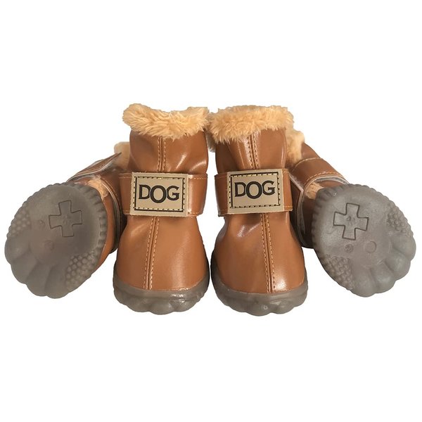 WINSOON Dog Australia Boots Pet Antiskid Shoes Winter Warm Skidproof Sneakers Paw Protectors 4-pcs Set (Size 5, Light Brown)