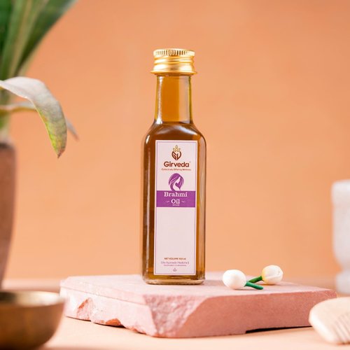 Girveda Brahmi Hair Oil with Sesame Base - 3.38 FLOz | Enriched with Pure Brahmi for Hair Strength & Scalp Health | Natural Nourishing Formula | Promotes Hair Growth & Reduces Stress