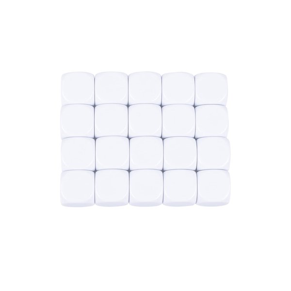 kaiheng 20mm Acrylic Dice with Smoothed Surface Six Sided Dice with Rounded Corner Blank White Dice Cubes for Board Games, DIY Sticker, Math Counting Teaching, Party Fun 100PCS