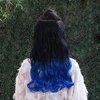 FREE BEAUTY Black and blue Clip in Hair Extensions Long Wavy U-Shaped Hair Extension with 5 Secure Clips Synthetic Hairpieces for Women