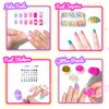 Sikcurg Kids Nail Polish Set for Girls, Kids Nail Art Kit with Nail Dryer, Nail Polish, Glitter Powder, False Nails, DIY Sticker, Birthday Christmas Gifts for Girls Ages 5-12
