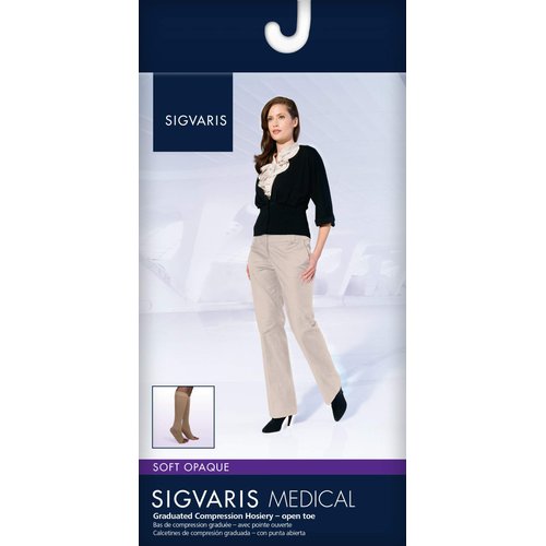 SIGVARIS SOFT OPAQUE 840 Open Toe Calf Compression Socks 15-20mmHg