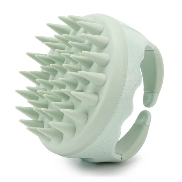 Hair Scalp Massager Shampoo Brush Dry Scalp Brush Silicone Scalp Scrubber Dandruff Shampooing Brush Head Scrubber Exfoliating Brush - Green