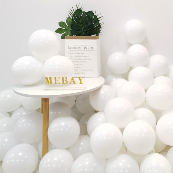 White Balloons MEBAY Party Balloons 12 inch 100 Pcs Latex Balloons Graduation Halloween Party Decoration Wedding Birthday Baby Shower