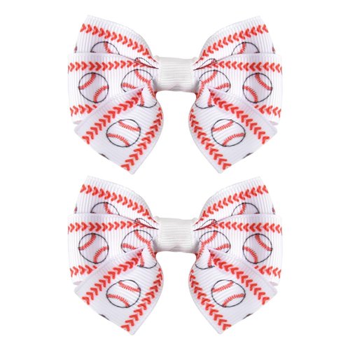 Baseball Bow Hair Clip for Women White Cheer Bows for Girls Baseball Hair Ribbons for Teens Bowknot Hair Barrettes for Kids Hair Bows Accessories for Teenagers Baseball Hair Clips for Teens 2Pcs