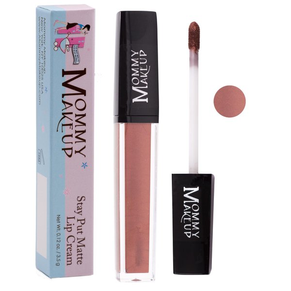 Mommy Makeup Stay Put Matte Lip Cream | Kiss Proof Lipstick in Pennie (A Rich Copper with Shimmer) Transfer Proof, Smudge Proof, Waterproof, Non Drying, Long Wear Lipstick